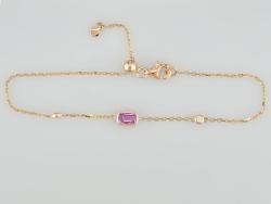 BRACELET OR ROSE 750/00 1.71g 1 SAPHIR ROSE 0.36 2 DIAMANT 0.04