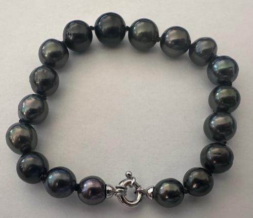 BRACELET OR GRIS 750/00 1.04g MERS DU SUD TAHITI 8/11MM BAROQUE