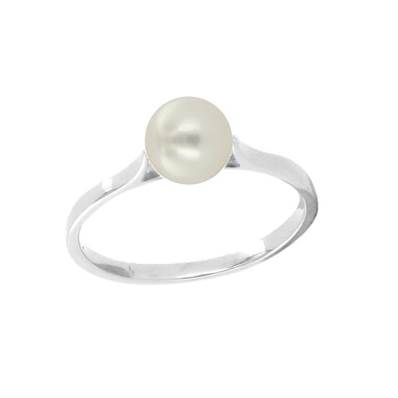 BAGUE OR GRIS 750/00 PERLE DE CULTURE EAU DOUCE CHINE 6/6,5MM