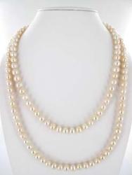 SAUTOIR ARGENT 925/00 0.02g EAU DOUCE CHINE 8/8,5MM BAROQUE BLANCHE