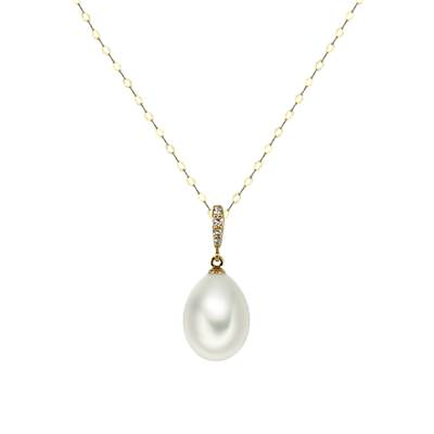 COLLIER OR JAUNE 750/00 PERLE DE CULTURE EAU DOUCE CHINE 10,5/11MM