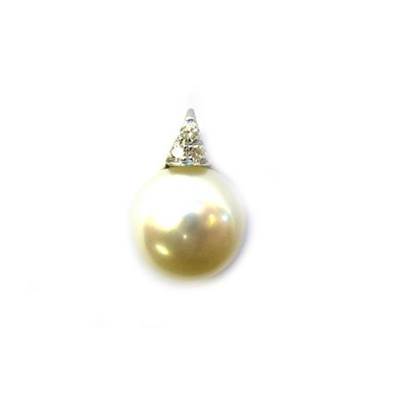 PENDENTIF OR GRIS 375/00 EAU DOUCE 7/7,5MM DIAMANT