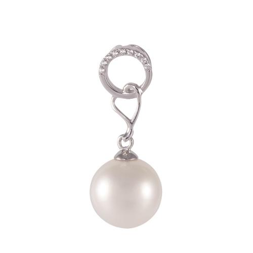 PENDENTIF OR GRIS 375/00 EAU DOUCE CHINE 9,5/10MM RONDE BLANCHE 9 OXYDE BLANC