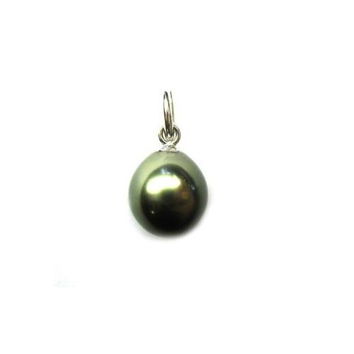 PENDENTIF OR GRIS 375/00 MERS DU SUD TAHITI 9/10MM POIRE NOIRE