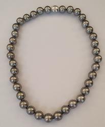 COLLIER OR GRIS 750/00 3.20g MERS DU SUD TAHITI 11/12MM RONDE NOIRE 30 DIAMANT 0.08CT