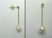 BO OR JAUNE 750/00 PERLE DE CULTURE EAU DOUCE CHINE 7,5/8MM
