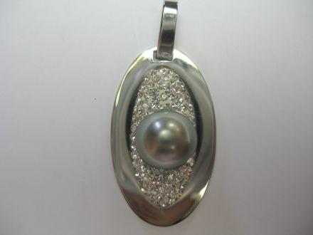 PENDENTIF OR/ACIER 750/00 0.05g MERS DU SUD TAHITI 10/11MM CERCLEE OR/ACIER