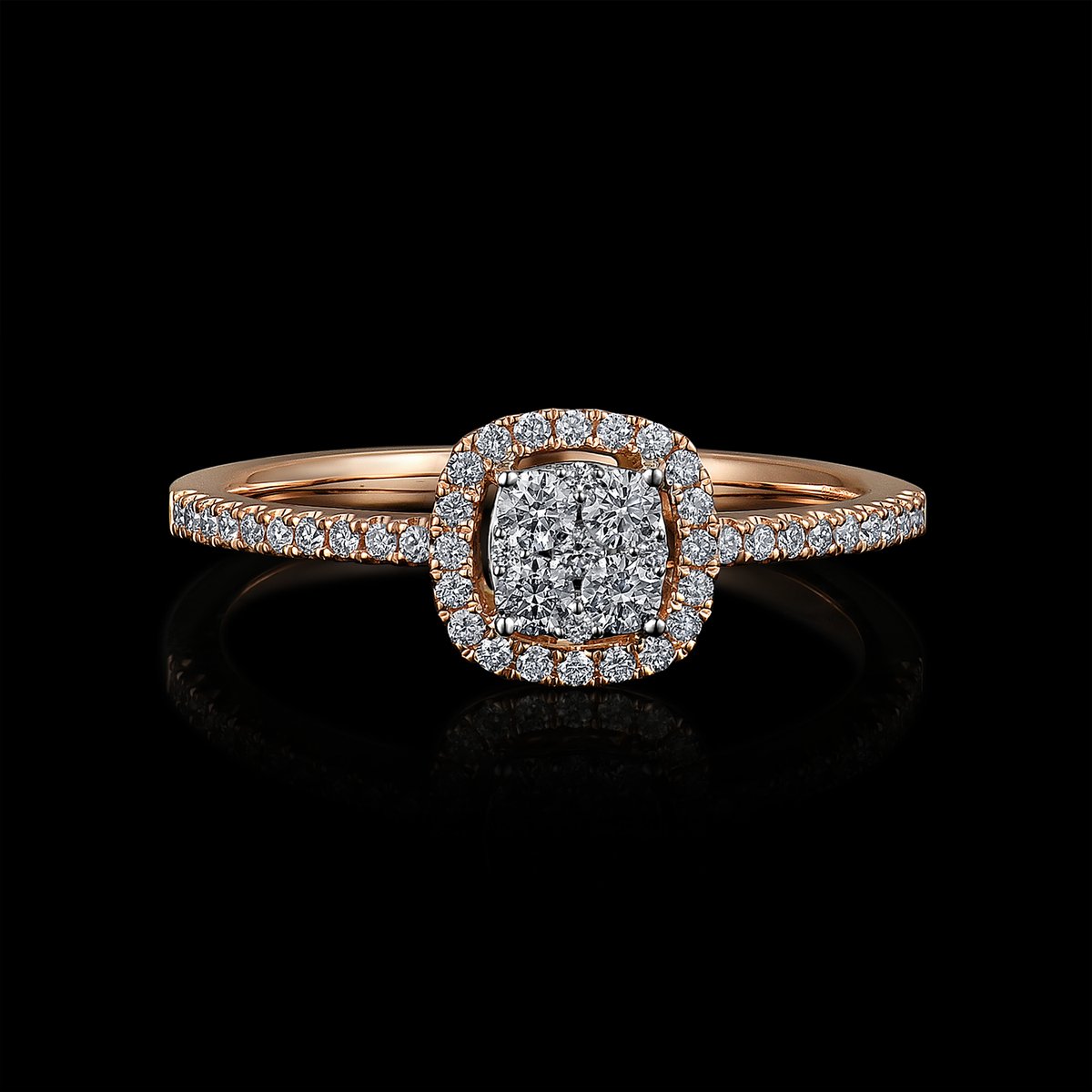BAGUE OR GRIS / OR ROSE 750/00 2.28g 49 DIAMANTS RONDS 0.35CT