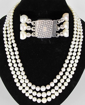 COLLIER ARGENT 925/00 1.95g EAU DOUCE CHINE 4,5/8,5MM BLANCHE