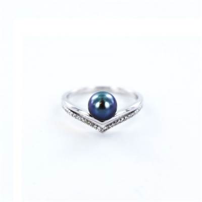 BAGUE OR GRIS  750/00 PERLE DE CULTURE MER DU SUD TAHITI 7/8MM