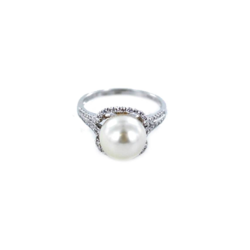 BAGUE OR GRIS 750/00 PERLE DE CULTURE AKOYA JAPON 9,5/10MM