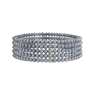 BRACELET ELASTIQUE OR JAUNE 750/00 PERLE D'EAU DOUCE CHINE 3,5/4MM