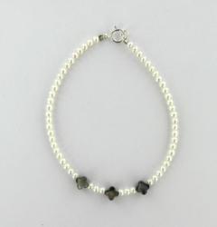 BRACELET ARGENT 925/00 0.14g EAU DOUCE CHINE 2,5/3MM RONDE BLANCHE NACRE NOIRE