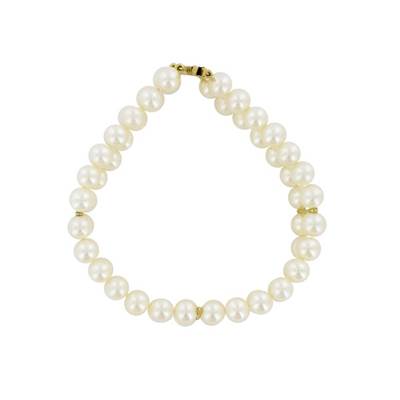 BRACELET OR JAUNE 750/00 1.30g EAU DOUCE CHINE 6/6,5MM SEMI-RONDE BLANCHE