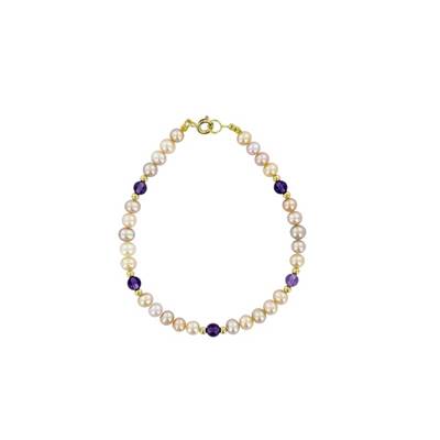 BRACELET OR JAUNE 375/00 PERLE DE CULTURE EAU DOUCE CHINE 4,5/5MM
