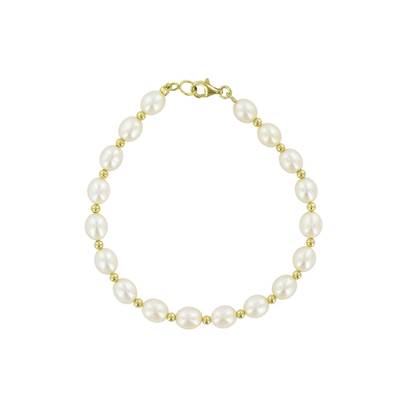 BRACELET OR JAUNE 375/00 PERLE DE CULTURE EAU DOUCE CHINE 5,5/6MM