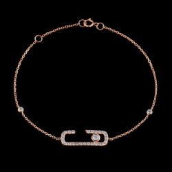 BRACELET OR ROSE 750/00 1.69g 28 DIAMANTS RONDS 0.34CT
