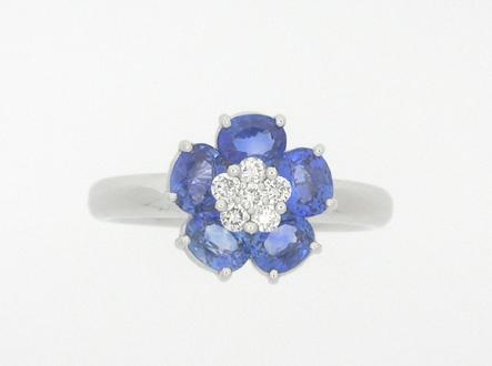 BAGUE OR GRIS 750/00 5.81g SAPHIR BLEU T54
