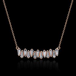 COLLIER OR ROSE 750/00 2.19g 13 DIAMANTS TRAPEZE 0.48CT