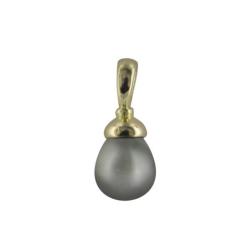 PENDENTIF OR JAUNE 750/00 MER DU SUD TAHITI 11MM POIRE BELIERE 0.60 GR