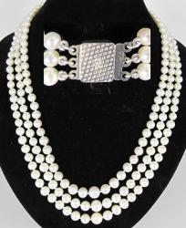 COLLIER ARGENT 925/00 1.95g EAU DOUCE CHINE 4,5/8,5MM BLANCHE