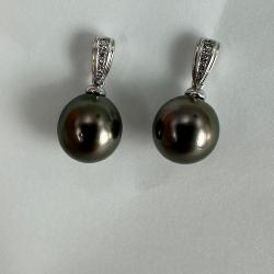 BO ARGENT RHODIE 925/00 0.92g MERS DU SUD TAHITI 9/10MM POIRE 8 OXYDE