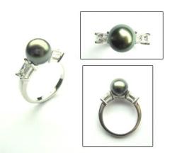 BAGUE ARGENT 925/00 T58 3.70g MERS DU SUD TAHITI 9/9,5MM POIRE