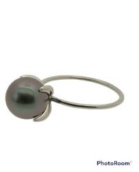 BAGUE OR GRIS 750/00 T53 1.50g MERS DU SUD TAHITI 8/9MM SEMI-RONDE