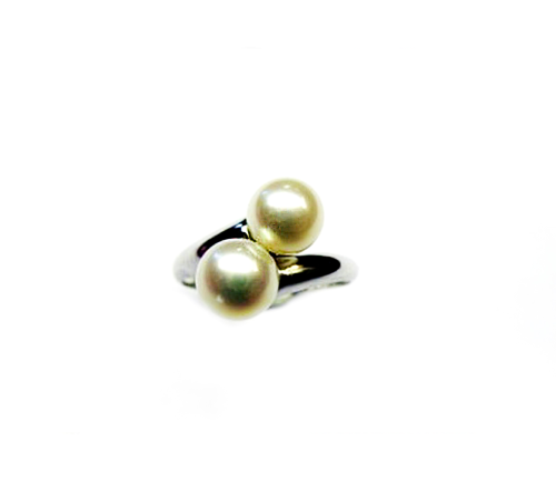 BAGUE OR GRIS 375/00 PERLE DE CULTURE EAU DOUCE CHINE 7,5/8MM