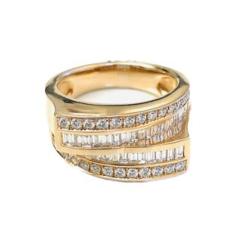 BAGUE OR ROSE 750/00 10.35g 68 DIAMANTS 1.16CT T55