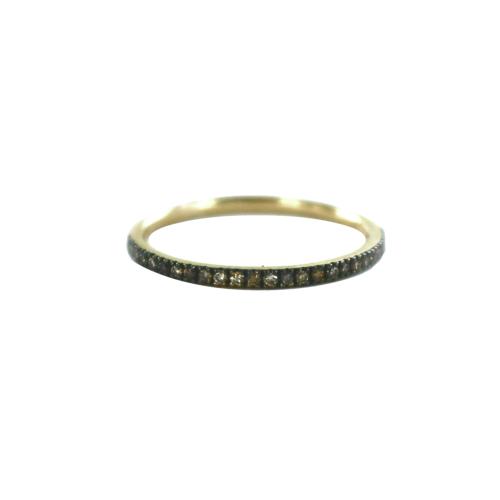 BAGUE OR JAUNE 750/00 25 DIAMANTS BRUNS 0.12CT T54