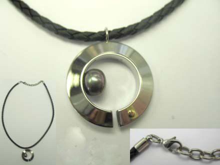 COLLIER OR/ACIER 750/00 0.05g MERS DU SUD TAHITI 10/11MM CERCLEE OR/ACIER